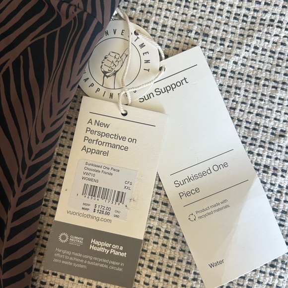 Vuori Black and Brown Leaf Print One Piece Swimsuit - Picture 5 of 8